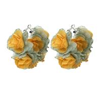PAMTIER Flower Earrings for Women Stainless Steel Big Silver Hoop Lightweight Statement Boho Beach Colorful Jewellery Yellow Green