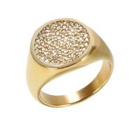 PAMTIER Gemstone Rings for Women Circle Stainless Steel Stacking Cubic Zirconia Silver Gold Plated Personalised Statement Dainty Elegance CZ Jewellery Gold Size L 1/2