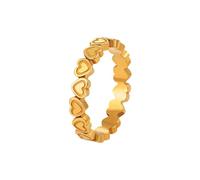 PAMTIER Heart Rings For Women Love Tiny Stainless Steel 3MM Cute Adorable Size 5 Gold Plated Stackable Personalized Statement Simple Dainty Elegance Gifts Jewelry Size N 1/2