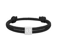 PAMTIER Initial Bracelets for Men Women Couples Handmade Braided Adjustable Rope Black A-Z Letter K Name Simple Stainless Steel Personalised Cuff Capital Monogram Jewellery Black Letter Q