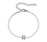 PAMTIER Initial Bracelets for Women Letter A-Z Name Cubic Zirconia Stainless Steel Silver Gold Plated Charm Personalised Dainty Cuff Capital Monogram Jewellery Silver Letter X