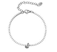 PAMTIER Initial Bracelets for Women Letter A-Z Name Cubic Zirconia Stainless Steel Silver Gold Plated Charm Personalised Dainty Cuff Capital Monogram Jewellery Silver Letter J