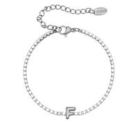 PAMTIER Initial Bracelets for Women Letter A-Z Name Cubic Zirconia Stainless Steel Silver Gold Plated Charm Personalised Dainty Cuff Capital Monogram Jewellery Silver Letter F