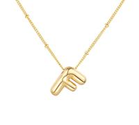PAMTIER Initial Bubble Necklaces for Women A-Z Letter Name Gold Plated Stainless Steel Chunky Pendant Personalised Statement Delicate Alphabet Charm Elegant Dainty Jewellery Gold Letter F
