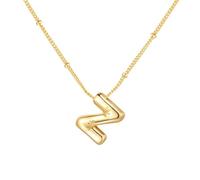 PAMTIER Initial Bubble Necklaces for Women A-Z Letter Name Gold Plated Stainless Steel Chunky Pendant Personalised Statement Delicate Alphabet Charm Elegant Dainty Jewellery Gold Letter Z