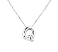 PAMTIER Initial Bubble Necklaces for Women A-Z Letter Name Gold Plated Stainless Steel Chunky Pendant Personalised Statement Delicate Alphabet Charm Elegant Dainty Jewellery Silver Letter Q