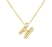PAMTIER Initial Bubble Necklaces for Women A-Z Letter Name Gold Plated Stainless Steel Chunky Pendant Personalised Statement Delicate Alphabet Charm Elegant Dainty Jewellery Gold Letter H