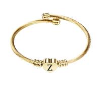 PAMTIER Initial Heart Bracelets for Women Open Letter Alphabet Silver Rose Gold Plated Stainless Steel Colourful Personalised Statement Name Charm Simple Jewellery Gold Letter Z