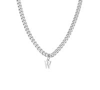 PAMTIER Initial Necklace for Men A-Z Pendant Stainless Steel Delicate Small Alphabet Chain Simple Vintage Letter Jewellery Silver Letter W