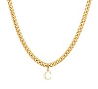 PAMTIER Initial Necklace for Men A-Z Pendant Stainless Steel Delicate Small Alphabet Chain Simple Vintage Letter Jewellery Gold Letter C