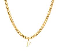 PAMTIER Initial Necklace for Men A-Z Pendant Stainless Steel Delicate Small Alphabet Chain Simple Vintage Letter Jewellery Gold Letter F