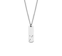 PAMTIER Initial Necklace for Men A-Z Pendant Stainless Steel Square Dainty Personalised Statement Alphabet Chain Simple Cool Letter Jewellery Silver Letter X