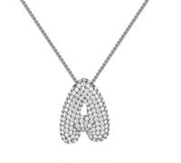 PAMTIER Initial Necklaces for Women A-Z Pendant Gold/Silver Plated Cubic Zirconia Stainless Steel Chunky Chain Delicate Alphabet Chain Letter Jewellery Silver Letter A