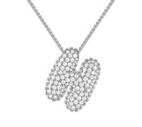 PAMTIER Initial Necklaces for Women A-Z Pendant Gold/Silver Plated Cubic Zirconia Stainless Steel Chunky Chain Delicate Alphabet Chain Letter Jewellery Silver Letter H