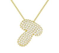 PAMTIER Initial Necklaces for Women A-Z Pendant Gold/Silver Plated Cubic Zirconia Stainless Steel Chunky Chain Delicate Alphabet Chain Letter Jewellery Gold Letter T