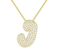 PAMTIER Initial Necklaces for Women A-Z Pendant Gold/Silver Plated Cubic Zirconia Stainless Steel Chunky Chain Delicate Alphabet Chain Letter Jewellery Gold Letter J