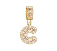 PAMTIER Initial Pink Necklaces for Women A-Z Pendant Cubic Zirconia Stainless Steel Chain Delicate Alphabet Chain Vintage Letter Jewellery Gold Letter C