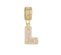 PAMTIER Initial Pink Necklaces for Women A-Z Pendant Cubic Zirconia Stainless Steel Chain Delicate Alphabet Chain Vintage Letter Jewellery Gold Letter L