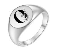 PAMTIER Initial Rings for Men Women Letter Rose Flower Name Black Silver Gold Plated Size 4 Stainless Steel Cool Personalised Statement Simple Jewellery Silver O Size N 1/2