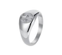 PAMTIER Men Stainless Steel Cross Ring Simple Unisex Christian Religious Cross Ring Silver Size P 1/2