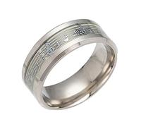 PAMTIER Men Women Stainless Steel Luminous Music Piano Staff Pattern Band Ring Silver Size S
