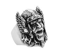 PAMTIER Mens Ancient Army Helmet Head Biker Ring Stainless Steel Nordic Pirates Vikings Band Size N 1/2