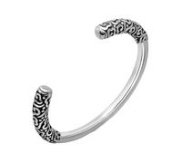 PAMTIER Men's Stainless Steel 4.5mm/7mm Retro Monkey King Golden Cudgel Tide Control Pillar Open Biker Bracelet Clouds Pattern Inlay Couple Bangle, metal, metal
