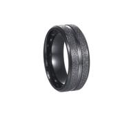 PAMTIER Men's Stainless Steel Classic Retro Personality Trend 8MM Frosted Ring Black Size L 1/2