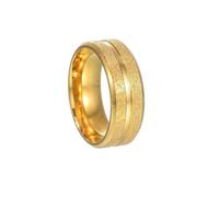 PAMTIER Men's Stainless Steel Classic Retro Personality Trend 8MM Frosted Ring Gold Size L 1/2