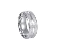 PAMTIER Men's Stainless Steel Classic Retro Personality Trend 8MM Frosted Ring Silver Size L 1/2
