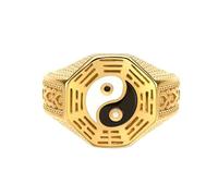 PAMTIER Men's Stainless Steel Classic Retro Vintage Punk Tai Chi Ring Gold Size P 1/2