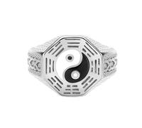 PAMTIER Men's Stainless Steel Classic Retro Vintage Punk Tai Chi Ring Silver Size W