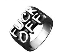 PAMTIER Men's Stainless Steel Cool Letter Fuck Off Middle Finger Ring Personalized Punk Rock Jewelry Size Y