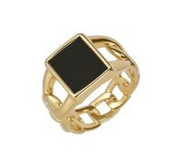 PAMTIER Men's Stainless Steel Hip Hop Personalized Exaggerated Daily Wear Ring Gold Black Stone Size 11