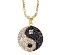 PAMTIER Men's Stainless Steel Individual Trends Tai Chi Yin Yang Necklace Gold