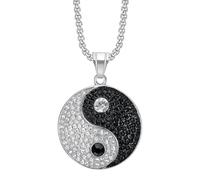 PAMTIER Men's Stainless Steel Individual Trends Tai Chi Yin Yang Necklace Silver