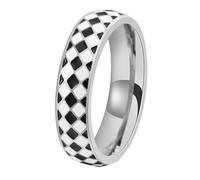 PAMTIER Men's Stainless Steel Light Luxury Rhombic Checker Individual Trends Ring Silver Size U