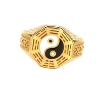 PAMTIER Mens Stainless Steel Ring Tai Chi Yin Yang Balance Ring Taoism Zen Spirit Talisman Signet Band Gold U
