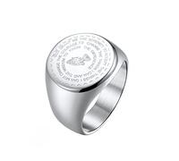 PAMTIER Mens Stainless Steel Serenity Prayer Ring God Grant Me Praying Hands Ring Round Signet Statement Inspirational Band Silver Size N 1/2
