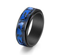 PAMTIER Men's Stainless Steel Sporty Ocean Dolphin Rotatable Resin Ring Black Size U