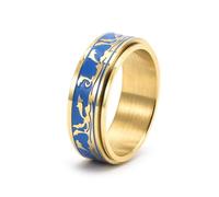 PAMTIER Men's Stainless Steel Sporty Ocean Dolphin Rotatable Resin Ring Goold Size N 1/2