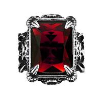 PAMTIER Men's Stainless Steel Square Gemstone Large Biker Ring Dragon Claw Nordic Soldiers Band, Stainless Steel