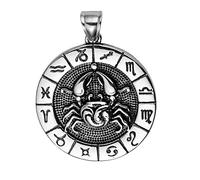 PAMTIER Men's Stainless Steel Vintage Twelve Constellations Pendant with Chain Cancer