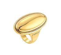 PAMTIER Oval Rings for Women Silver Gold Plated Stainless Steel Statement Big Chunky Delicate Minimalist Index Finger Simple Plain Smooth Elegant Personalised Jewellery Gold Size P 1/2