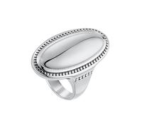 PAMTIER Oval Rings for Women Silver Gold Plated Stainless Steel Statement Big Chunky Delicate Minimalist Index Finger Simple Plain Smooth Elegant Personalised Jewellery Silver Size L 1/2