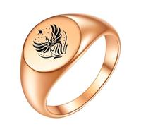 PAMTIER Phoenix Rings for Women Men 5 Size 4 Silver Rose Gold Plated Stainless Steel Personalised Statement Circle Signet Faith Charm Band Jewellery Silver C Size N 1/2