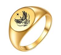 PAMTIER Phoenix Rings for Women Men 5 Size 4 Silver Rose Gold Plated Stainless Steel Personalised Statement Circle Signet Faith Charm Band Jewellery Silver B Size U