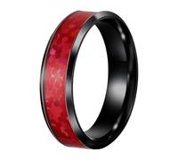 PAMTIER Red Rings for Women Men Couples Size 5 Stainless Steel Wide 4MM 6MM 8MM Personalised Statement Simple Cool Charm Jewellery 6MM Size P 1/2