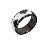 PAMTIER Rotating Rings for Men and Women Stainless Steel Size 13 Black Soccer Football Basketball Baseball Rugby Sports Statement Dainty Simple Orange Red Colourful Jewellery Football Size Y