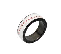PAMTIER Rotating Rings for Men and Women Stainless Steel Size 13 Black Soccer Football Basketball Baseball Rugby Sports Statement Dainty Simple Orange Red Colourful Jewellery Baseball Size P 1/2